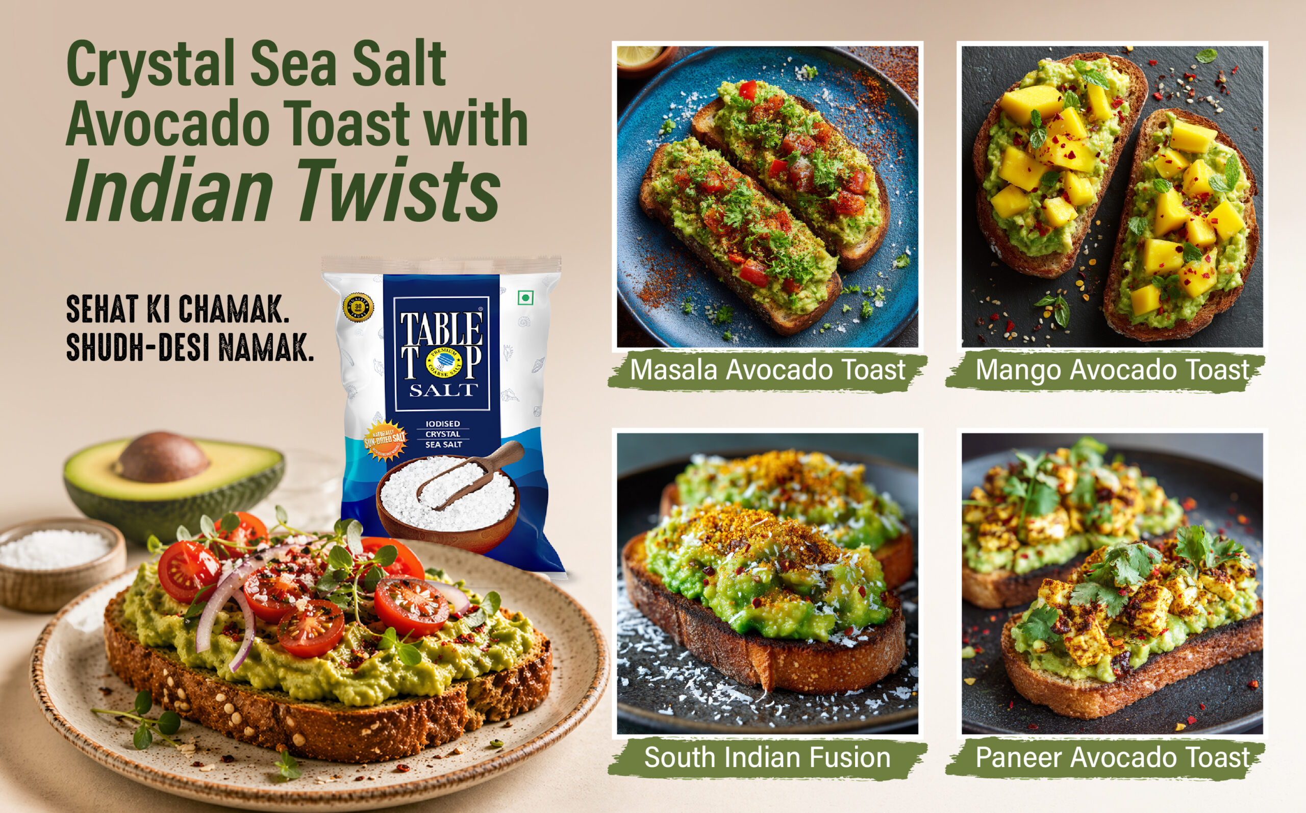 Crystal Sea Salt Avocado Toast with Indian Twists